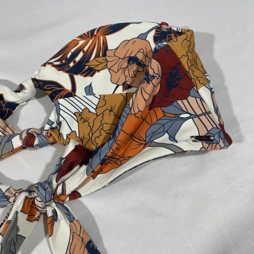 NEW O'Neill‎ [ Medium ] Corinna Floral Print Knot Bandeau Bikini Top